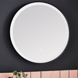 Clifton Bathroom Wall Mirror - Round Led Light 600mm - Matt Black Wall Mirror - Demister Pad - thumbnail 2