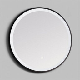 Clifton Bathroom Wall Mirror - Round Led Light 600mm - Matt Black Wall Mirror - Demister Pad - thumbnail 1