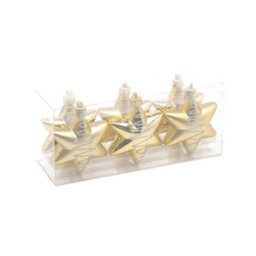 Christmas Tree Baubles - Shatterproof Gold Star Pack Of 6 - thumbnail 1