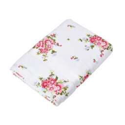 Homescapes Floral Printed White Bath Sheet 100% Cotton - thumbnail 1