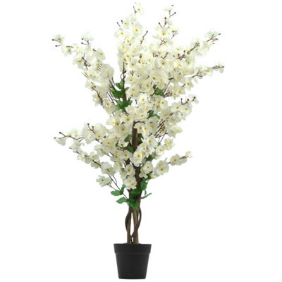 Artificial Cherry Blossom Potted Plant White Wintersweet Flower - image 1