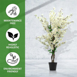 Artificial Cherry Blossom Potted Plant White Wintersweet Flower - thumbnail 5
