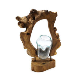 Molton Glass Hanging Art Vase On Wood - thumbnail 2