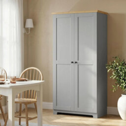 Homcom 172Cm Wooden Storage Cabinet Cupboard With 4 Shelves Grey - thumbnail 8