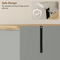 Homcom 172Cm Wooden Storage Cabinet Cupboard With 4 Shelves Grey - thumbnail 7