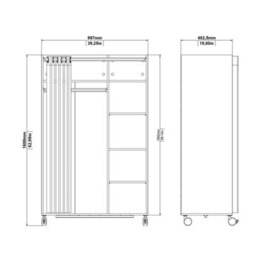 Furniture To Go Uppsala Open Mobile Wardrobe Unit In White With A Beige Textile Curtain On Wheels - thumbnail 8