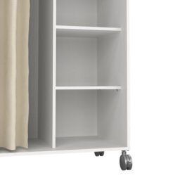 Furniture To Go Uppsala Open Mobile Wardrobe Unit In White With A Beige Textile Curtain On Wheels - thumbnail 7