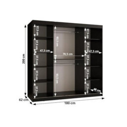 Arte Bahrain Iii Cashmere Sliding Door Wardrobe 180Cm - Calming Smoked Glass Wardrobe With Two Hanging Rails - thumbnail 6