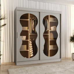 Arte Bahrain Iii Cashmere Sliding Door Wardrobe 180Cm - Calming Smoked Glass Wardrobe With Two Hanging Rails - thumbnail 3