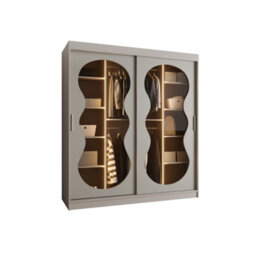 Arte Bahrain Iii Cashmere Sliding Door Wardrobe 180Cm - Calming Smoked Glass Wardrobe With Two Hanging Rails - thumbnail 5