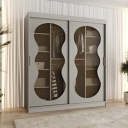 Arte Bahrain Iii Cashmere Sliding Door Wardrobe 180Cm - Calming Smoked Glass Wardrobe With Two Hanging Rails - thumbnail 1