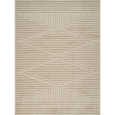 Livabliss Le Mans-Modern Beige 3D High & Low Pile Textured In- & Outdoor Rug 200 X 275 Cm Easy Care, Non Shedding - image 1