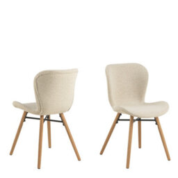 Wyld Haus Set Of 2 Acorn Upholstered Beige Bouclé Dining Chairs With Oiled Oak Legs - thumbnail 2