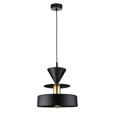Luminosa Lighting Luminosa Valia Dome Pendant Ceiling Light Black, Gold 1X E27 - image 1
