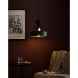 Luminosa Lighting Luminosa Valia Dome Pendant Ceiling Light Black, Gold 1X E27 - thumbnail 2