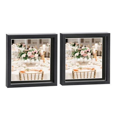 "Nicola Spring 10 X 10"" Photo Frames - Black/black Mount - 3D Picture Frame Box Portrait Display Case (8 X 8"" Mount) Set Of 2" - image 1