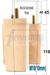 L&F 4X Replacement Furniture Legs Solid Wooden Feet 110mm High Sofas Chairs Settee Cabinets M10 Raw - thumbnail 1