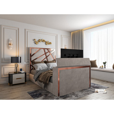 Morgan Upholstered Soft Velvet  Pebble Tv Bed Frame - image 1