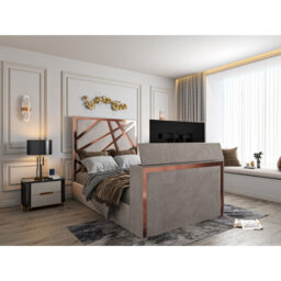 Morgan Upholstered Soft Velvet  Pebble Tv Bed Frame