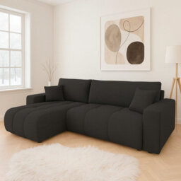Furyn Velvet Fabric Corner Sofa Bed With Storage Universal Side Graphite - thumbnail 1