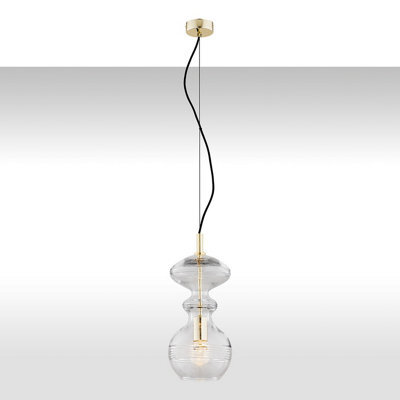 Luminosa Lighting Luminosa Bilbao I Dome Pendant Ceiling Light Transparent, Brass Steel