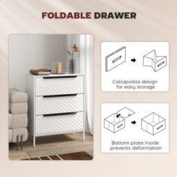 Wyld Haus Kakara 3-Drawer Fabric Dresser, White Wood-Effect Frame, Diamond-Stitched Fronts, 595X300X735mm - thumbnail 6