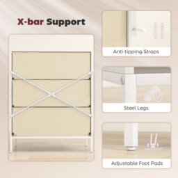 Wyld Haus Kakara 3-Drawer Fabric Dresser, White Wood-Effect Frame, Diamond-Stitched Fronts, 595X300X735mm - thumbnail 7