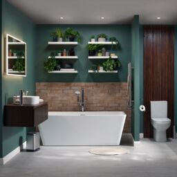 GoodHome Kentia Ribbed Effect Walnut Veneer Wall-Mounted Bathroom Cabinet (H) 300mm (W) 800mm - thumbnail 7