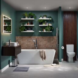 GoodHome Kentia Ribbed Effect Walnut Veneer Wall-Mounted Bathroom Cabinet (H) 300mm (W) 800mm - thumbnail 9