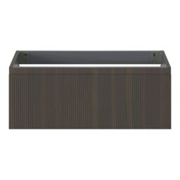 GoodHome Kentia Ribbed Effect Walnut Veneer Wall-Mounted Bathroom Cabinet (H) 300mm (W) 800mm - thumbnail 2