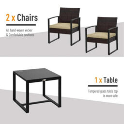 Chilli Seating Marina Bistro Set Rattan Wicker Garden Furniture - thumbnail 2