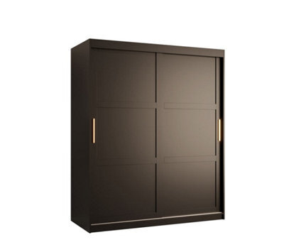 Arte Ramiro I Contemporary 2 Sliding Door Wardrobe 5 Shelves 2 Rails Black Matt (H)2000mm (W)1500mm (D)620mm - image 1