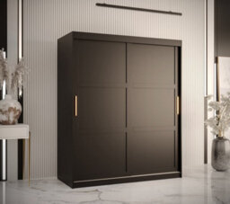 Arte Ramiro I Contemporary 2 Sliding Door Wardrobe 5 Shelves 2 Rails Black Matt (H)2000mm (W)1500mm (D)620mm - thumbnail 2