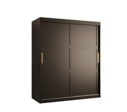 Arte Ramiro I Contemporary 2 Sliding Door Wardrobe 5 Shelves 2 Rails Black Matt (H)2000mm (W)1500mm (D)620mm - thumbnail 1