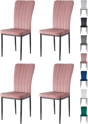MCC Direct Set Of 4  High Back Dining Chairs Velvet Fabric Kitchen/dining Seating Pink - Elle By Mcc