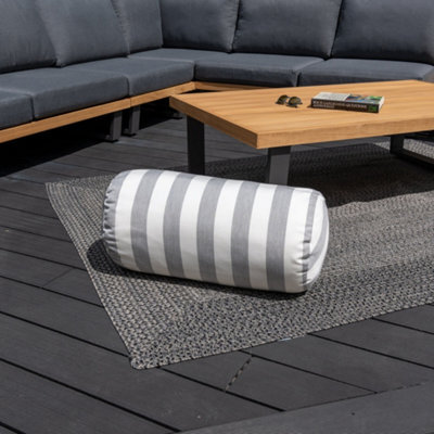 Agora Lines Piedra Large Round Bolster Cushion - 60Cm X 30Cm