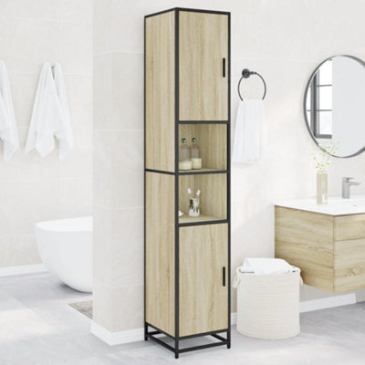 Berkfield Bathroom Cabinet Sonoma Oak 35X37.5X188.5 Cm Engineered Wood And Metal - image 1