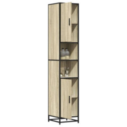Berkfield Bathroom Cabinet Sonoma Oak 35X37.5X188.5 Cm Engineered Wood And Metal - thumbnail 4