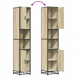Berkfield Bathroom Cabinet Sonoma Oak 35X37.5X188.5 Cm Engineered Wood And Metal - thumbnail 9