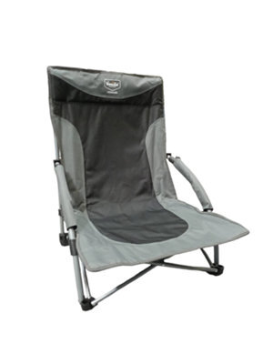 Vanilla Leisure Ocean Low Folding Beach Chair Charcoal For Camping, Fishing & Festivals - image 1