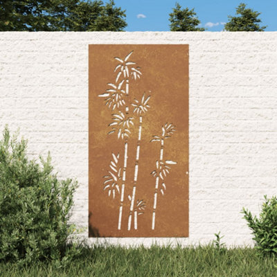 Vidaxl Garden Wall Decoration 105X55 Cm Corten Steel Bamboo Design - image 1