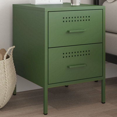 Berkfield Bedside Cabinet Olive Green 36X39X50.5 Cm Steel - image 1