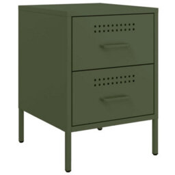 Berkfield Bedside Cabinet Olive Green 36X39X50.5 Cm Steel - thumbnail 2