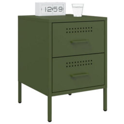 Berkfield Bedside Cabinet Olive Green 36X39X50.5 Cm Steel - thumbnail 4