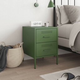 Berkfield Bedside Cabinet Olive Green 36X39X50.5 Cm Steel - thumbnail 3