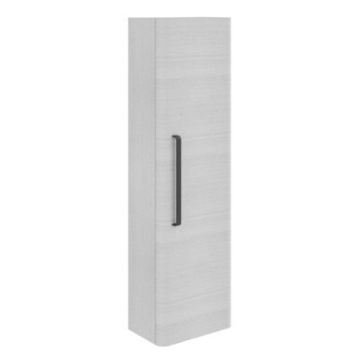 Plum&clay Emery Wall Hung Textured White Tall Bathroom Cabinet With Black Bar Handle (H)120Cm (W)35Cm - image 1