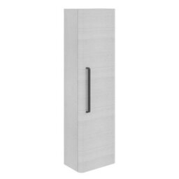Plum&clay Emery Wall Hung Textured White Tall Bathroom Cabinet With Black Bar Handle (H)120Cm (W)35Cm - thumbnail 1