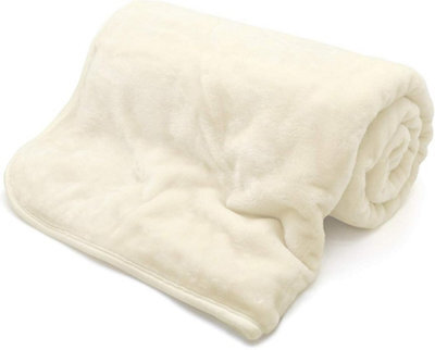 Homes & Linen Fleece Faux Fur Cream Roll Mink Throws Soft Cosy Bed Blankets