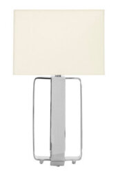Orsina Mateo Geometric Table Lamp, Silver Aluminium Base With Cream Fabric Shade, Boutique Accent Lighting