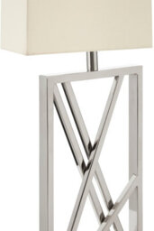 Orsina Mateo Geometric Table Lamp, Silver Aluminium Base With Cream Fabric Shade, Boutique Accent Lighting - thumbnail 2